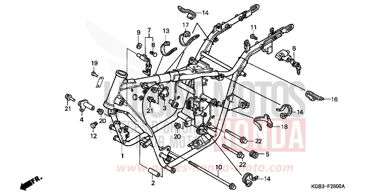 FRAME BODY for Shadow VT125C CANDY GLORY RED-U (R101) from 1999